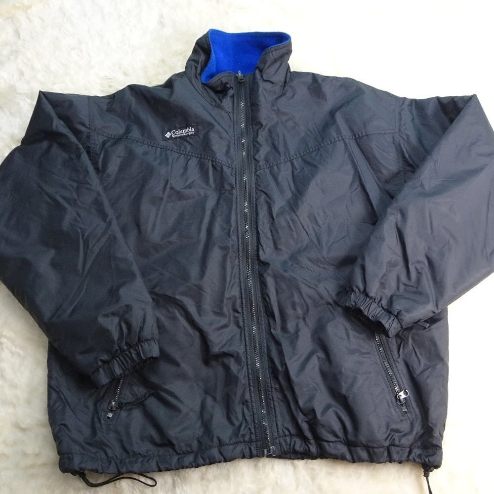 Columbia Black Windbreaker w/Blue Fleece Liner Lg